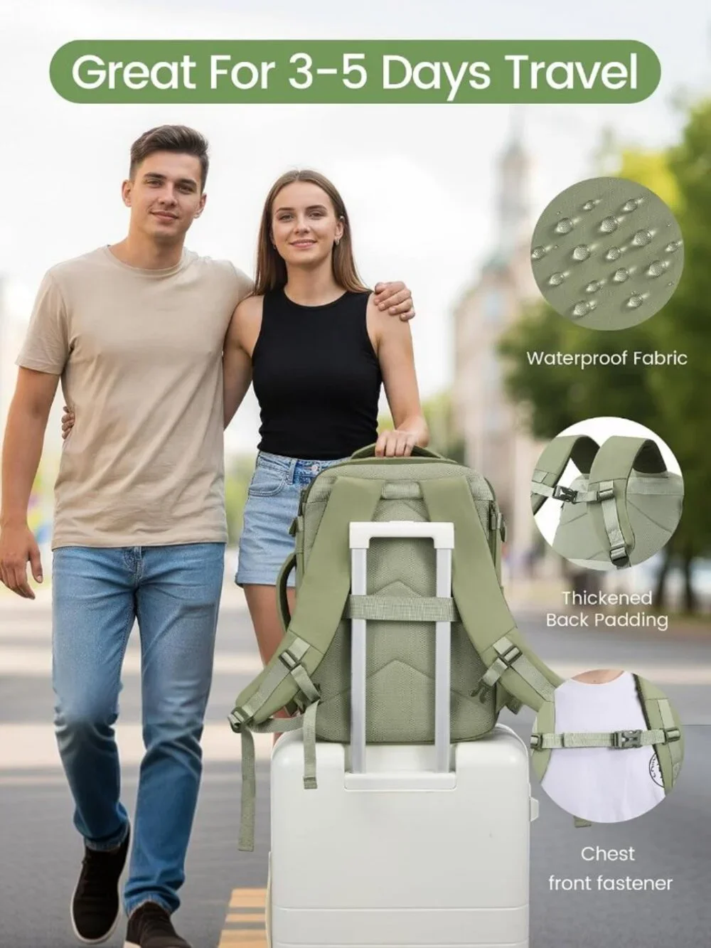 Spacious 40L Travel Backpack, Airline Approved Carry-On, Fits 17.3